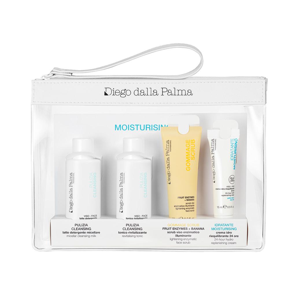 DDP MOISTURISING TRAVEL KIT tamaño viaje (leche micelar + tonico + exfoliante + crema)