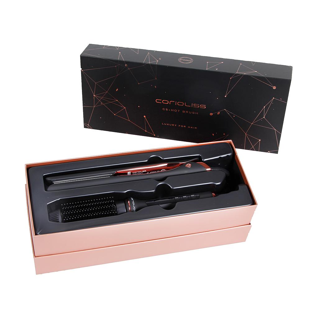 PLANCHA C5 BLACK COPPER + CEPILLO HOT BRUSH KIT CORIOLISS