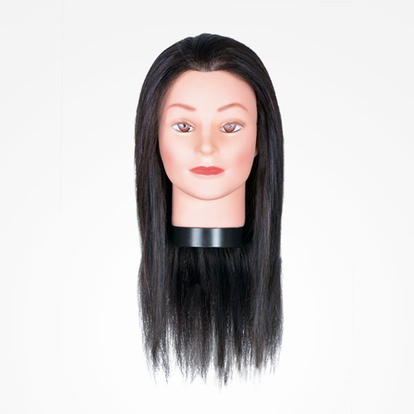 CABEZA MANIQUI 100% CABELLO HUMANO 60CM COLOR NEGRO